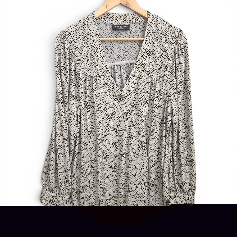 Lane Bryant Top Womens Plus 18/20 Beige V Neck‎ Long Sleeve Blouse Casual